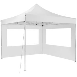 tectake® Gazebo Pieghevole Olivia 3x3m, 2 pannelli laterali, Elegante, Impermeabile, Gazebo Esterno Resistente, Struttura in Alluminio, Regolabile in Altezza, Ideale per Esterno, Feste, Auto - Bianco