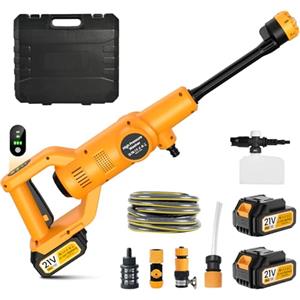 sukaudiz Idropulitrice a batteria, 65 Bar Idropulitrice Portatile con 6 In 1 Ugello, con Display, Motore Brushless e 2 batterie da 4,0 Ah, pistola idropulitrice a batteria Per Pulizie Esterni Giardino Auto