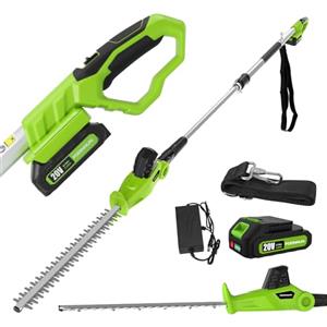 FOONNUN Tagliasiepi telescopici senza fili 20 V 2,0 Ah, Lunghezza: 41 cm, Capacità: 16 mm, Multifunktion, con 1 batteria caricabatterie, polo di