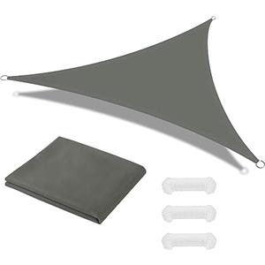 OFFCUP Tenda Parasole, 3 x 3 x 3 M Vela Ombreggiante Impermeabile, Vela de SombraTriangular, Protezione Solare Respirante Anti UV, per Esterno, Giardino, Terrazzo, Balcone, Patio (Gris)