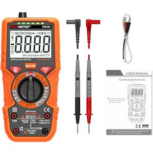 Ayitam Multimetro digitale con 6000 conteggi, Amperemetro Ohmmetro Voltmetro TRMS, Misura la resistenza alla corrente di tensione Diodo Continuità Temperatura Frequenza NCV con display LCD e torcia elettrica