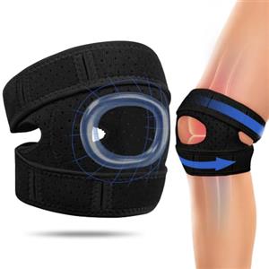 Fefod Ginocchiera Ortopedica, Ginocchiera a Compressione Doppia Rotula con Apertura Rotulea e Imbottiture in Silicone, Tutore Ginocchio Regolabile per Corsa,Sport, Artrite, Tendinite