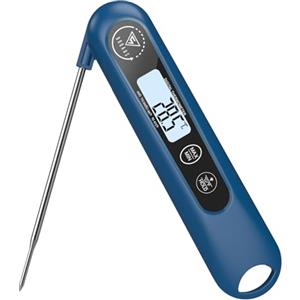 DOQAUS Termometro da Cucina Digitale, Termometro Alimenti Lettura Istantanea con Pieghevole Sonda Lunga, Termometro Alimentare per Carne Barbecue Vino Latte Liquidi Cibo Olio Frittura (blu)