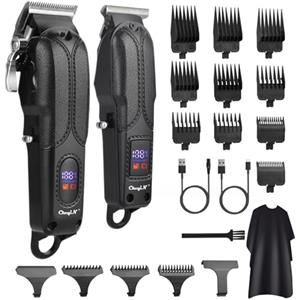 CkeyiN Pro Tagliacapelli Uomo Professionale e Tagliabordi Kit, USB Ricaricabile Tagliacapelli Senza Filo con Display LCD per Kit Taglia Capelli e Regolabarba Barbiere/Salone