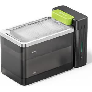 Amicura A3lite Fontanella per Gatti Ultrafiltrata, 3.3L Capacità, Disco in Acciaio 316, Filtrazione Tripla, Ultra Silenziosa (<25dB), Modalità Touch Cascata/Energia, Avviso di Mancanza d'Acqua -Nero