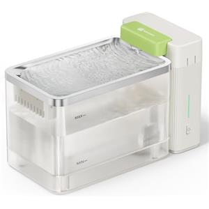 Amicura A3lite Fontanella per Gatti Ultrafiltrata, 3.3L Capacità, Disco in Acciaio 316, Filtrazione Tripla, Ultra Silenziosa (<25dB), Modalità Touch Cascata/Energia, Avviso di Mancanza d'Acqua -Bianco