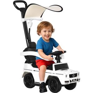 HOMCOM Macchina a Spinta per Bambini 12-36 Mesi con Licenza Mercedes-Benz G350, Giocattolo Macchina Cavalcabile con Tettuccio e Maniglia di Spinta, 85.5x40.5x95 cm, Bianco