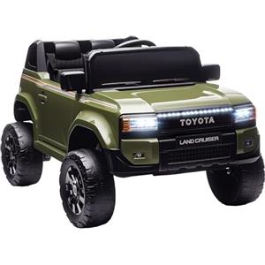 AIYAPLAY TOYOTA Land Cruiser Macchina Elettrica per Bambini 3-8 Anni, 12V 3-5 km/h Auto Elettrica Bambini con 2 Motori, Sospensioni, Telecomando, Cintura 3 Punti, Bluetooth, USB, Musica, Fari, Verde