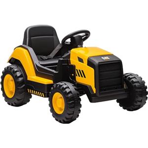 AIYAPLAY Trattore Elettrica per Bambini 3-6 Anni Licenza CAT, 12V Macchina Elettrica Escavatore Giocattolo Cavalcabile con 2 Motori, Sospensioni, Telecomando, Luci, Musica, USB e Bluetooth, Giallo