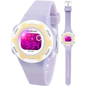 GUUMUXIN Orologio Digitale per Bambino e Bambina, Orologio Sportivo per Bambini, Con Indicatore Luminoso a 7 Colori, Impermeabile 3 ATM, Cinturino da Polso per Ragazze e Ragazzi 5-16 Anni