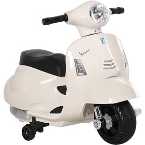 HOMCOM Moto Elettrica per Bambini 6V con Licenza Ufficiale Vespa Batteria, Motorino Elettrico per Bambini da 18-36 Mesi con Fari e Clacson, 66.5x38x52cm, Bianco
