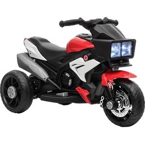 HOMCOM Moto Elettrica per Bambini 3-5 Anni 6V (max. 25kg), Velocità 3km/h, Motorino Elettrica per Bimbi con 3 Ruote, Luci e Suoni, Rosso, 86x42x52cm
