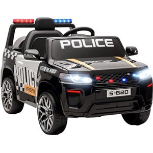 AIYAPLAY Macchina Elettrica della Polizia per Bambini 3-5 Anni con Sirena e Luci LED, 12V 3-5 km/h Auto Elettrica per Bambini con 2 Motori, Sospensioni, Telecomando, USB, Blutooth, Musica e Clacson