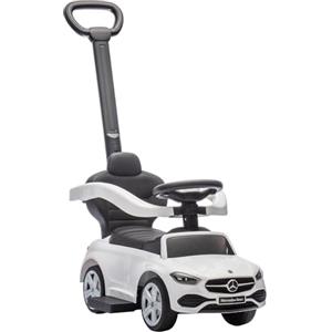 AIYAPLAY Macchina Cavalcabile per Bambini 1-3 Anni Convertibile in Passeggino con Maniglione, Barriera a 360° e Volante, Auto Cavalcabile in PP e Acciaio, 91x40x83 cm, Bianco