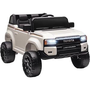 AIYAPLAY TOYOTA Land Cruiser Macchina Elettrica per Bambini 3-8 Anni, 12V 3-5 km/h Auto Elettrica Bambini con 2 Motori, Sospensioni, Telecomando, Cintura 3 Punti, Bluetooth, USB, Musica, Fari, Bianco