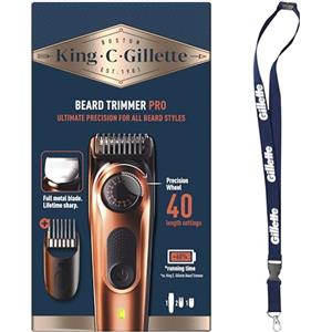 King C. Gillette Rasoio Elettrico Barba PRO, Selettore Di Precisione, Cura Barba Uomo, 40 Impostazioni Di Lunghezza, Lame Rasoio Affilate, Pettini Regolatori, Testine Lavabili, Idea Regalo Uomo