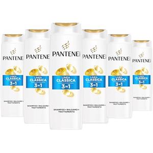 Pantene Pro-V Shampoo 3 in 1 Linea Classica 6x300ml per Capelli Normali e Misti, Protegge i Legami del Capello e Dona ai Capelli una Sana Lucentezza, Senza Olio Minerale e Coloranti, Active Nutri-Plex