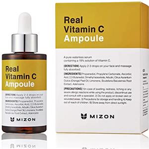 MIZON [Mizon] Siero per il Viso alla Vitamina C, Vitamina C Pura,Senza Aggiunta di Acqua, 10 Ingredienti, Trattamento per la Correzione della Carnagione, Nutrizione (Real Vitamin C Ampoule)