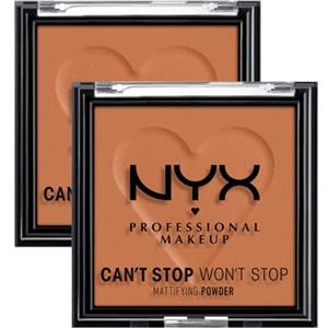 NYX Professional Makeup Cipria Can't Stop Won't Stop Tonalità 08 Mocha Polvere Opacizzante Levigante Finish Matte Lunga Tenuta No transfer con Polvere di Riso - 2 Ciprie