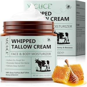 BOIUOITI Beef Tallow Face Cream 120 g, Sego di Manzo per la Cura della Pelle, Balsamo di Sego e Miele Biologico al 100% Naturale per Viso e Corpo, Crema Viso Sego, Idratazione Profonda, Lenisce la Secchezza