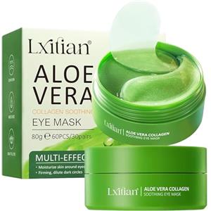 Lxitian Patch Occhi Antirughe, Maschera Occhi di Aloe Vera,Collagene Patch Occhiaie e Borse,Borse Occhi Sgonfia,Eye Patches All'Acido Ialuronico per Riduce le Linee Sottili e le Rughe,Ldrata il Contorno Occhi