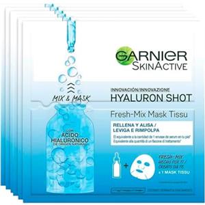 Garnier SkinActive Maschera in Tessuto Hyaluron Shot Fresh Mix Idratante e Rimpolpante Pelle Levigata e Luminosa con Acido Ialuronico - 2 Maschere da 3 Applicazioni