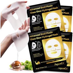 FuzzyUp Siero Bava di Lumaca Maschera Collagene Viso Coreana con Proteine di lumaca, Maschera Coreana Viso Collagene,Snail Mucin Glass Glow Hydrogel Mask,Riduce le Linee Sottili,Rafforza la Barriera Cutanea