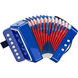 TLGREEN Fisarmonica per bambini, fisarmonica a 10 tasti, con cinghie, strumento musicale a fisarmonica, regalo per principianti, fisarmonica adulti e bambini dai 3 anni in su, Blu
