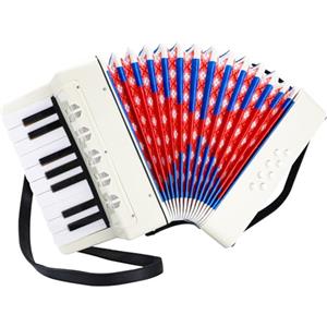 TLGREEN Fisarmonica per Bambini,17 Tasti 8 Bassi Pianoforte Organetto con Cinghie Regolabili,Fisarmonica a Bottonicon per Adulti e Bambini dai 3 anni,Concertina Strument Musicale per Principianti (Bianco)