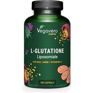 Vegavero Glutatione Liposomiale e Ridotto | 180 Capsule | Con NAC, Vitamina C, MSM, Glicina e Cardo Mariano | Antiossidante, Disintossicante, Immunostimolante | Vegano e Senza Additivi