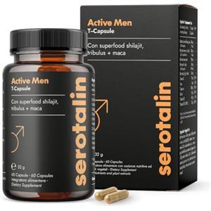 serotalin ACTIVE MEN Maca T-Capsule per uomini attivi | Fieno greco con Shilajit, L-Citrullina, Maca nera & Tribulus | Vegano & Made in Germany | 60 capsule