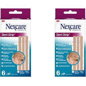 Nexcare Cerotti per suture cutanee Nexcare Steri-Strip, color pelle, 6 mm x 75 mm, 6/confezione (Confezione da 2)