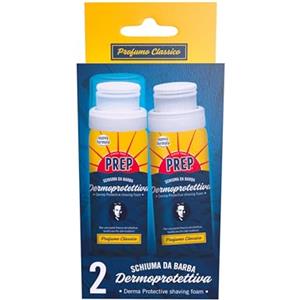 Prep, Schiuma da Barba Dermoprotettiva, per Barbe Difficili, Adatta Anche per le Pelli più Irritabili e Sensibili per una Pelle Tonica e Elastica, 2 Pezzi da 50 ml
