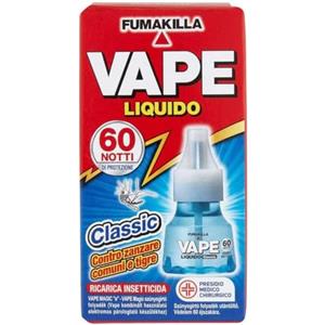 Vape Ricarica Liquida Antizanzare Classic 60 Notti 30ml, Ricarica per Diffusore Elettrico, Repellente Zanzare 480 Ore, Ambiente Sicuro e Protetto