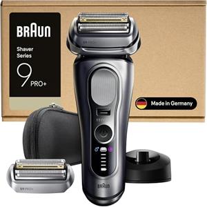 Braun Serie 9 PRO + Rasoio Elettrico Barba, Wet&Dry, 5+1 Lame Di Precisione Ultra Sottili, Regolabarba Uomo, Rasoio Barba, 60 Min Utilizzo, Testina di Ricambio Extra,Base Di Ricarica, 9617PSI, Argento