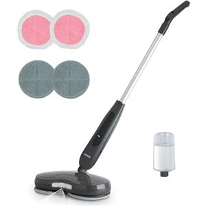 H.Koenig Mop LST70, pulitore lucidatrice a batteria, capacità 250 ml, luce a LED, silenzioso, adatto a parquet e piastrelle, 4 panni