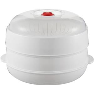 Generico Vapore a Microonde per Verdure con Coperchio e Vassoio, Vaporiera per Patate da Microonde, Accessorio Cucina Per Scaldare Piatti Di Pasta Carne Pancetta Mais Patate