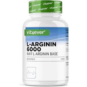 Vit4ever L-Arginina - 365 capsule - 6000 mg di L-Arginina pura per dose giornaliera - Prodotta per fermentazione vegetale - Altamente dosata - Senza additivi - Vegan
