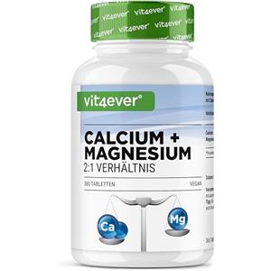 Vit4ever Calcio 800 mg + Magnesio 400 mg (2 compresse) - 365 compresse - Fornitura per 6 mesi - Complesso calcio + magnesio in rapporto 2:1 - Vegan - Altamente dosato