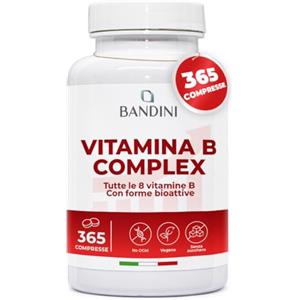 Bandini® Vitamina B Complex ad Alto Dosaggio, 365 Compresse (+1 Anno), Vitamin B-Complex, Acido Folico, Biotina e Gruppo B1, B2, B3, B5, B6, B12 | Complesso 100% Vegan - Energia e Difese Immunitarie
