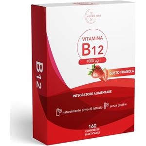 Natural Novi Vitamina B12 1000 mcg | 160 micro compresse masticabili alto assorbimento | | Gusto fragola | supporto fisico e mentale | vitamina b Vegan | Alto dosaggio
