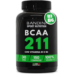 Bandini® AMINOACIDI RAMIFICATI BCAA 2 1 1 | 150 Compresse Amminoacidi Ramificati Fermentati con Vitamina B1 e B6 | 2.1.1 con Leucina, Isoleucina, Valina | Intra Pre Post Workout | Per Palestra | Vegan
