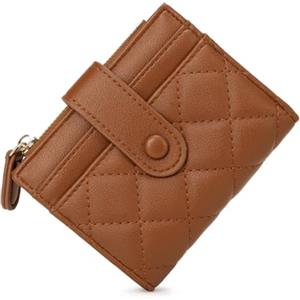 CHAOFANXI Portafoglio Donna Piccolo in Pelle da Donna, Portamonete Piccoli Bifold Piccola Corto Portamonete con Cerniera e chiusura a Scatto Scomparti con Diversi Scomparti per Carte, Marrone