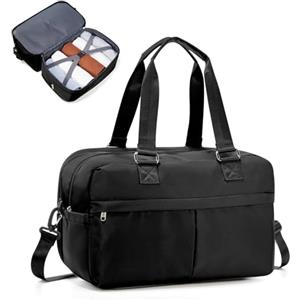 SEAFEW Borsone da Viaggio,Bagaglio a Mano 40x30x20 Ryanair Borsa da Viaggio Espandibile,Borsa da Cabina Ryanair Borsa Sportiva Borsone da Palestra Borsa da Weekend,N2-Nero