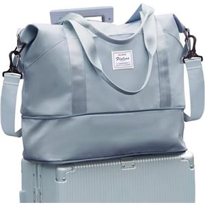 SEAFEW Borsone da Viaggio,Bagaglio a Mano 40x20x25 Ryanair Borsa da Viaggio Espandibile,Borsa da Cabina Ryanair 40x30x20 Borsa Sportiva Borsone da Palestra Borsa da Weekend,A22-Grigio-Blu