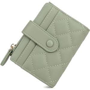 CHAOFANXI Portafoglio Donna Piccolo in Pelle da Donna, Portamonete Piccoli Bifold Piccola Corto Portamonete con Cerniera e chiusura a Scatto Scomparti con Diversi Scomparti per Carte,Verde