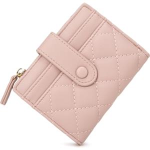 CHAOFANXI Portafoglio Donna Piccolo in Pelle da Donna, Portamonete Piccoli Bifold Piccola Corto Portamonete con Cerniera e chiusura a Scatto Scomparti con Diversi Scomparti per Carte,Rosa