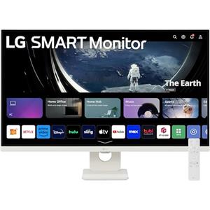 LG 32U721SA Monitor Smart 32 4K, HDR, webOS con app di streaming, Wi-Fi, Bluetooth, AirPlay, Screen Share, Browser Internet, Speaker Stereo 10W, USB-C (65W), HDMI, Hub USB, Telecomando, Bianco