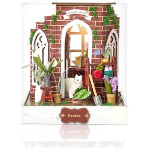 Cuteefun Kit Case in Miniatura da Costruire per Principianti, Miniature Casa delle Bambole Fai da Te con Mobili Copertura Antipolvere e Strumenti, Regali Creativi Artigianali (Giardino Romantico)