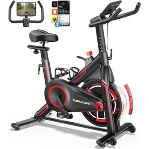 Toputure Cyclette da Casa con App, Cyclette per Casa con Resistenza Magnetica 0-100% Regolabile, Volano da 15 kg, Schermo LCD e Portabicchieri, Ultra Silenziosa, Portata fino a 160 kg